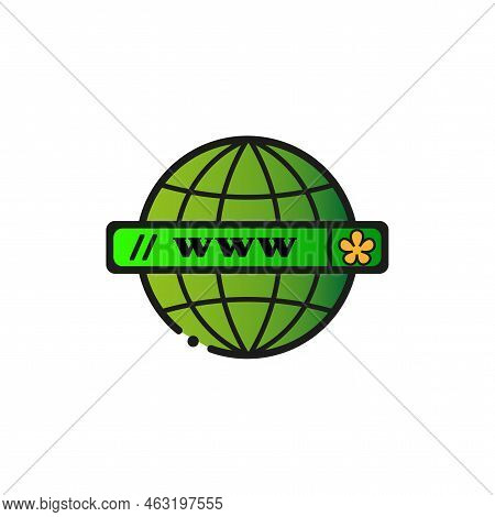 Green Globe Www. Earth Planet Globe. Global Network. Vector Illustration. Stock Picture.