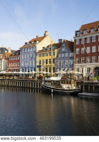Copenhagen, Denmark. October 2022.  The Colorful Houses Of The 17th And 18th Centuries On The Nyhavn