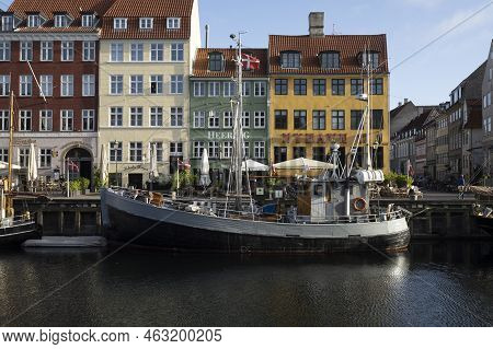 Copenhagen, Denmark. October 2022.  The Colorful Houses Of The 17th And 18th Centuries On The Nyhavn