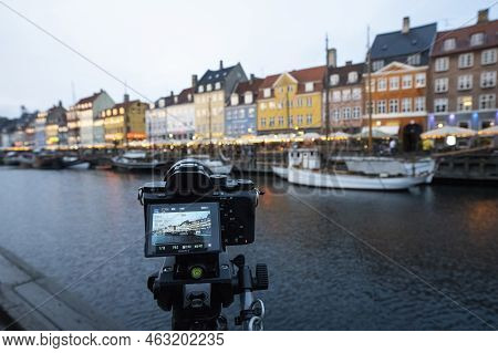 Copenhagen, Denmark. October 2022.  The Colorful Houses Of The 17th And 18th Centuries On The Nyhavn