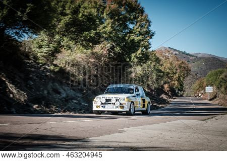 Novella, Corsica, France - 7th October 2022: Alain Demay And Florian Darcel Compete In Their Renault