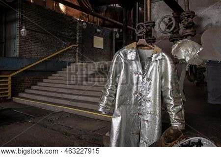Ostrava, Czech Republic - September 23, 2020: The Silver Protective Suit For Steel Mills Worker In D