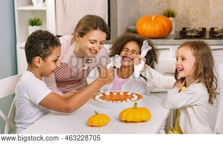 Wish You A Happy Thanksgiving. Thanksgiving Dinner With Family. We Instill Traditions In Children.