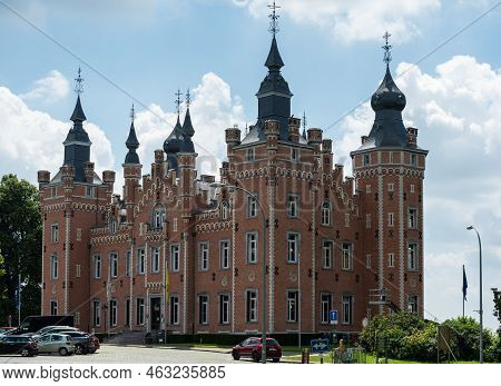 Dilbeek, Flemish Brabant Region, Belgium - 7 2 2021 -  Town Hall Of The City In Castle Style