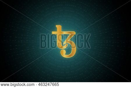 Tezos-xtz Virtual Currency Images. 3d Illustration. Coin Logo.