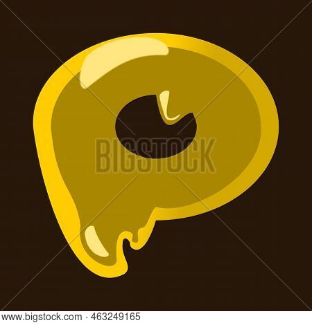 Gold Disk, Honey Bagel, Delicious Food, Cute Circle, Expensive Coin, Shiny Decoration. Vector Icon.