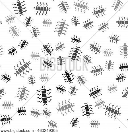 Black Centipede Insect Icon Isolated Seamless Pattern On White Background. Vector