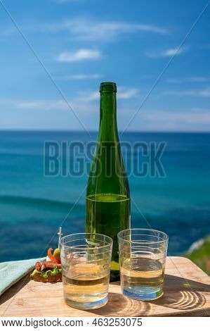 Txakoli Or Chacolí Slightly Sparkling Very Dry White Wine Produced In The Spanish Basque Country, Se