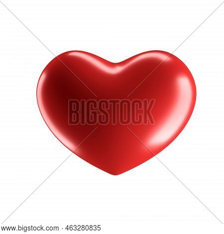 Red Heart Isolated On White Background. 3d Illustration.