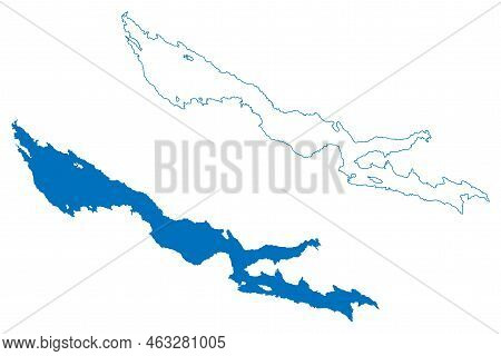 Lake Tornetrask Or Torne Trask (kingdom Of Sweden) Map Vector Illustration, Scribble Sketch Torneträ