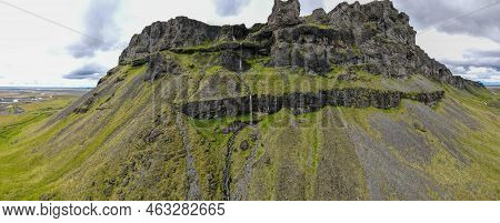 Drone View At Fossalar Waterfall In Iceland