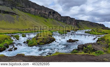 View At Fossalar Waterfall In Iceland