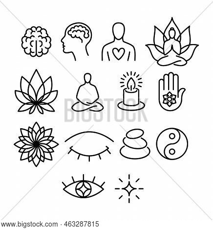 Wellness And Spa Icons Set. Health Care Symbols.