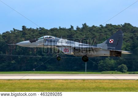 Polish Air Force Mig-29 Fulcrum Fighter Jet Landing On Schonefeld Airport. Berlin, Germany - June 2,