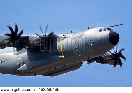 German Air Force Luftwaffe Airbus A400m Military Transport Plane Tanking Of From Wunstorf Airbase. G