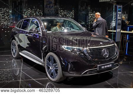 Mercedes-benz Eqc 400 4matic Electric Suv Car Showcased At The Paris Motor Show. Paris, France - Oct