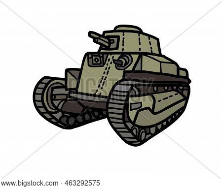 Tank Vehicle Closeup Vector Drawing Illustration Tanker Transportation Military War Explosive Machin