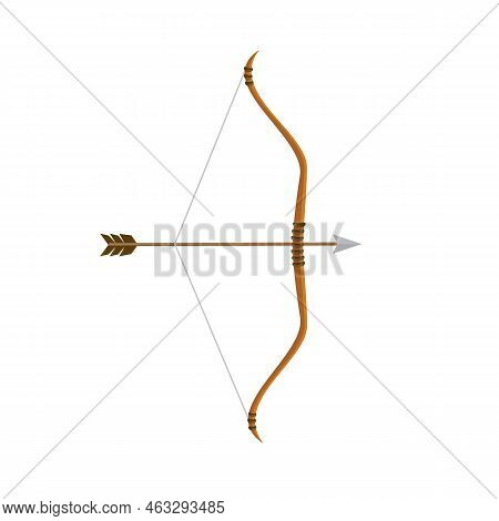 Archer Bow Isolated On White Background. Bow And Arrow In Flat Style. Vector Stock
