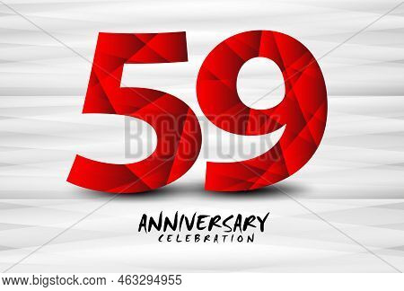 59 Year Anniversary Celebration Logo Red Polygon Vector, 59 Number Design, 59th Birthday Logo, Logot