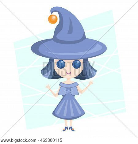 Cute Halloween Vector Witch Mascot, Vector Character Art, Decorative Art For Books, Web Etc.