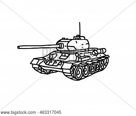 Tank Vehicle Closeup Vector Drawing Illustration Tanker Transportation Military War Explosive Machin