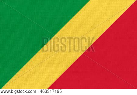 Flag Of Republic Of Congo. National Congolese Flag On Fabric. Congolese National Flag On Textured Ba