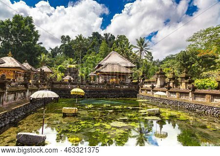 Pool Holy Water In Pura Tirta Empul Temple On Bali, Indonesia