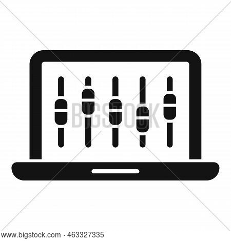 Laptop Control Icon Simple Vector. Screen Center. Remote Server