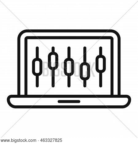 Laptop Control Icon Outline Vector. Screen Center. Remote Server