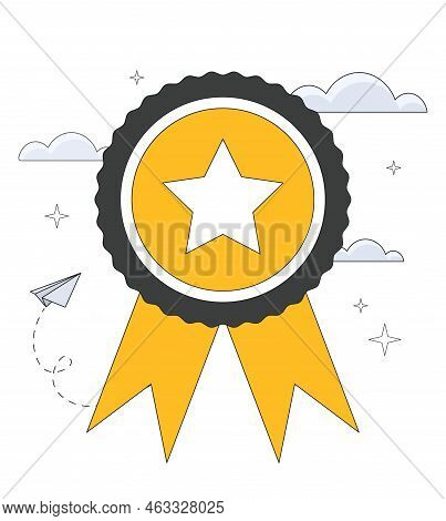Gold Medal Concept. Award For Best Employee, Sign Of Quality Of Product Or Service. Trophy And Prize