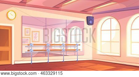 Ballet Studio Interior. Beautiful Background With Room For Dance Lessons. School For Ballerinas With