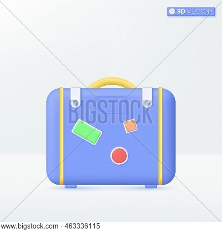 Travel Bag Icon Symbols. Suitcase, Trip Planning, Service, Tourism And Travel Concept. 3d Vector Iso