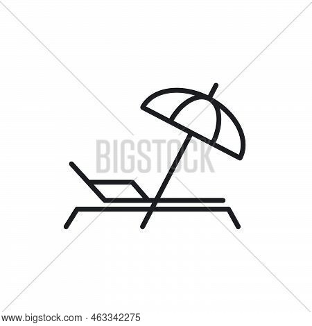 A Deckchair With An Umbrella Vector Icon Template Black Color Editable. A Deckchair With An Umbrella