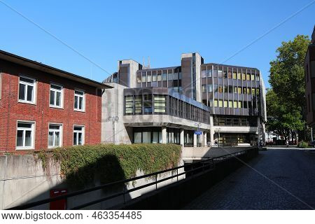Bochum, Germany - September 17, 2020: Folk High School (volkshochschule) And Municipal Library (stad