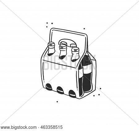 Hand Drawn Vector Abstract Flat Stock Modern Graphic Illustration Of Old Retro Vintage Bottle Soda D