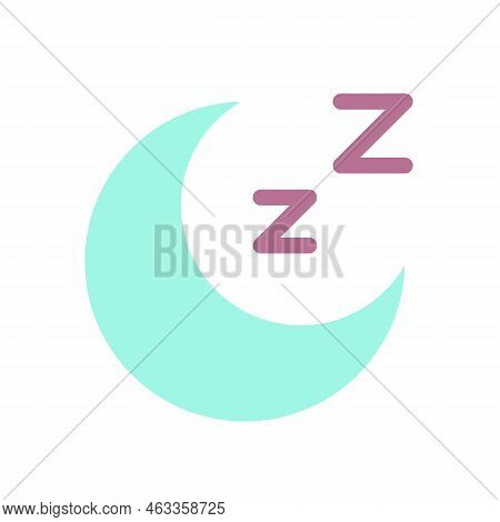 Sleep Flat Color Ui Icon. Sleeping Mode. Muted Sound. Do Not Disturb. Relaxation Time. Bedtime. Simp