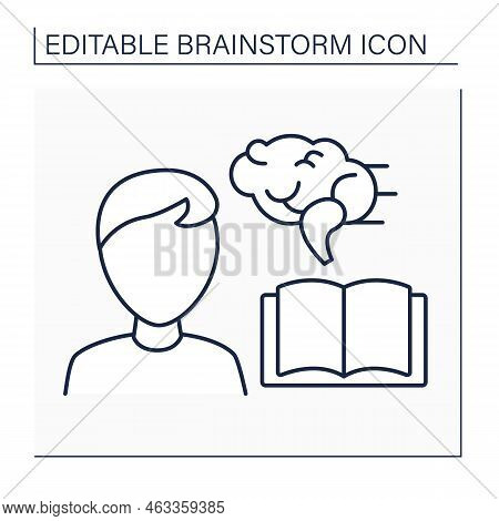Reading Line Icon. Reading Books To Activate Thinking In Kids. Improving Skills And Knowledge. Educa