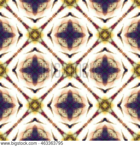 Geo Art Medallion. Brown, Ochra, Cepia Rug. Moroccan, Tunisian Motif. Turkish, Arab Seamless Pattern
