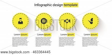 Set Sailor Captain, Wind Rose, Fish And Smoking Pipe. Business Infographic Template. Vector