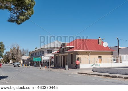 Fraserburg, South Africa - Sep 3, 2022: A Street Scene, With Businesses, In Fraserburg In The Northe