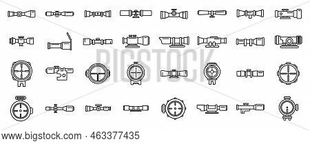 Telescopic Sight Icons Set Outline Vector. Sniper Scope. Target Crodd