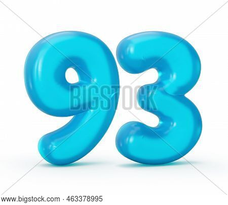 Blue Jelly Digit 93 Ninety Three Isolated On White Background Jelly Colorful Alphabets Numbers For K