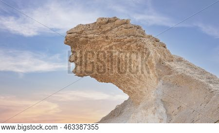 Mushroom Shaped Limestone Rokcs In Zekreet Desert.
