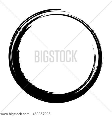 Grunge Circle, Grunge Round Shape, Grunge Banner, Grunge Frame - Brush Strokes. On A White Backgroun