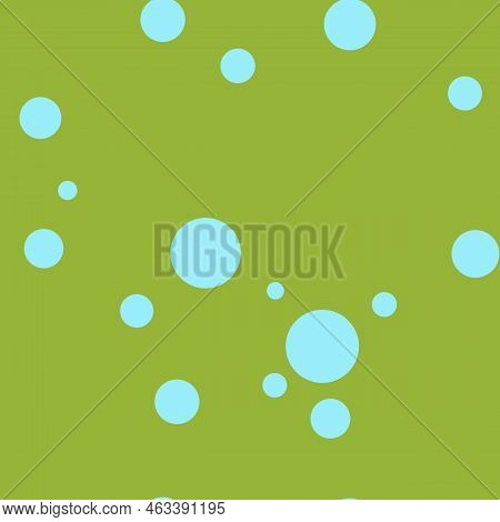 Abstract Seamless Pattern With Colorful Turquoise Different Balls On Applegreen