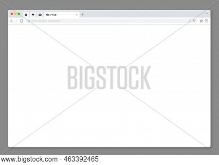 Internet Web Browser Window Interface Mockup. Blank Vector Screen With Search Bar, Internet Webpage 