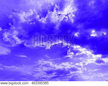 Blue White Texture Of Clouds. Iridescent Colors