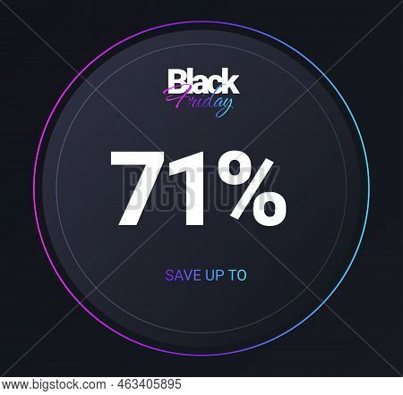 Discount 71 Percent Concept. Futuristic Round Button For Programs And Apps, Vouchers And Coupons Des
