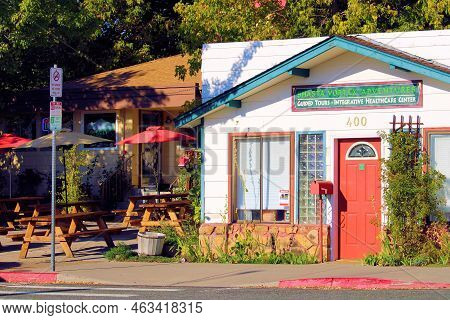 October 5, 2022 In Mt Shasta, Ca:  Metaphysical Stores And Restaurants Taken In Mt Shasta City, Ca W