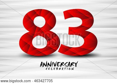 83 Year Anniversary Celebration Logo Red Polygon Vector, 83 Number Design, 83th Birthday Logo, Logot